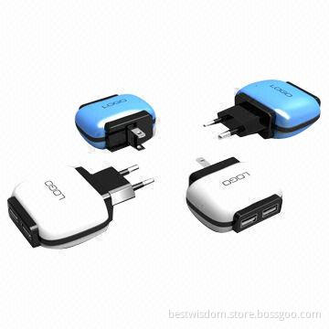 PDA USB Chargers with 2 USB and 5V/2A Output, Overload/Over-voltage Protection
